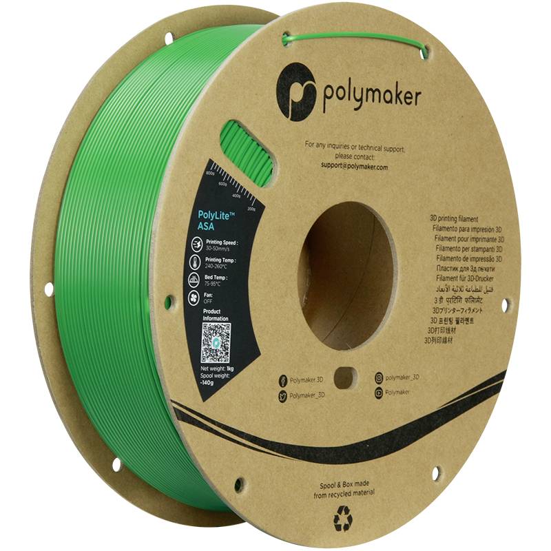 Polymaker PF01030 Green Filament ASA UV-resistant, weatherproof, heat-resistant, shatter-proof 1.75 mm 1000 g Green PolyLite™ 1 pc(s)