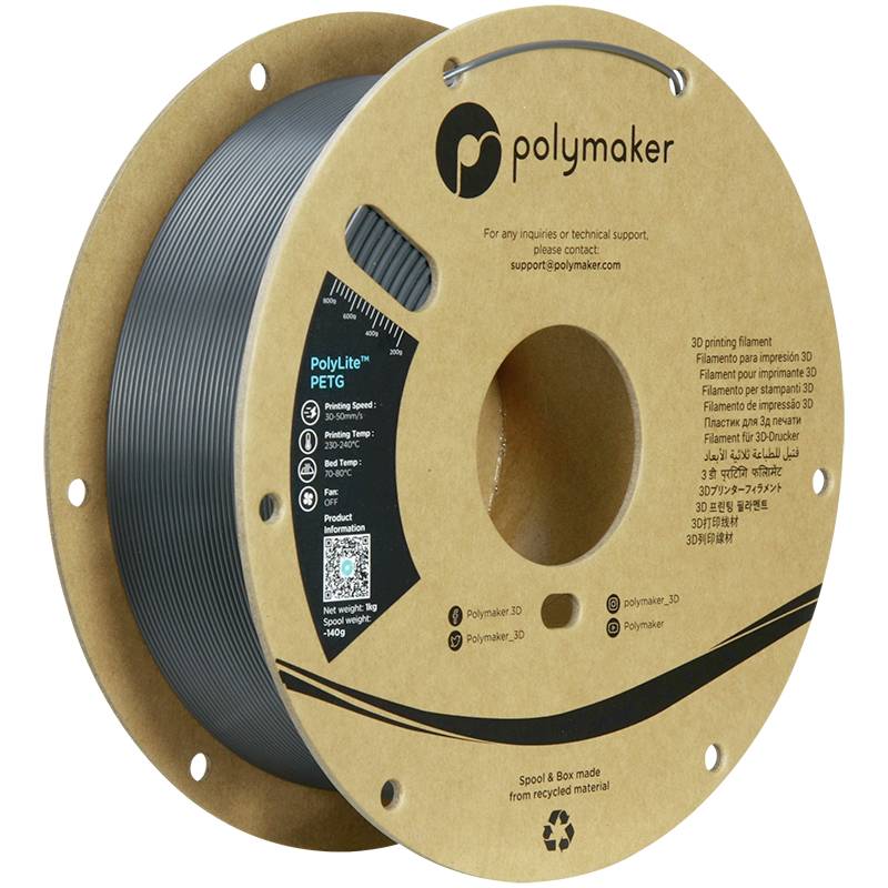 Polymaker PB01056 Filament PETG heat-resistant, high tensile strength 1.75 mm 1000 g Dark grey PolyLite™ 1 pc(s)