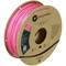A roll of pink PLA 3D printer filament by the brand Polymaker, with a label and QR code on the packaging.