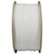 A large reel of white plastic filament, likely for 3D printing, against a neutral background.