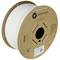 A reel of white PLA filament from Polymaker, suitable for 3D printing, with label and QR code on the packaging.