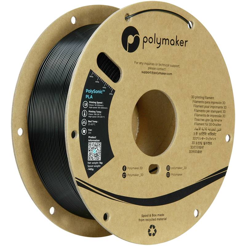 Polymaker PA12002 Filament PLA Highspeed filament 1.75 mm 1000 g Black PolySonic™ 1 pc(s)