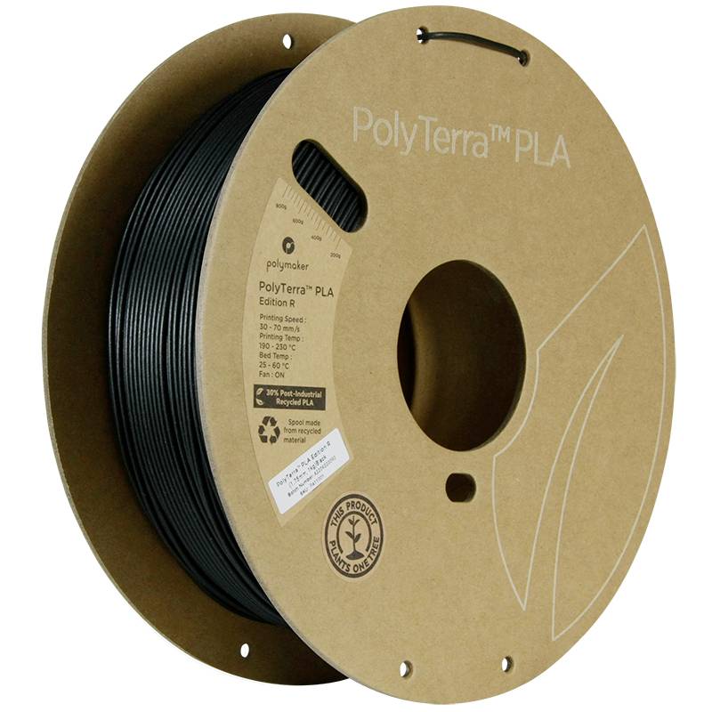 Polymaker PA11001 Filament PLA, PLA matt Matt, Recylced PLA 1.75 mm 1000 g Black PolyTerra™ Edition-R 1 pc(s)