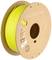 A roll of yellow PolyTerra PLA filament for 3D printers, packaged in an eco-friendly cardboard spool.