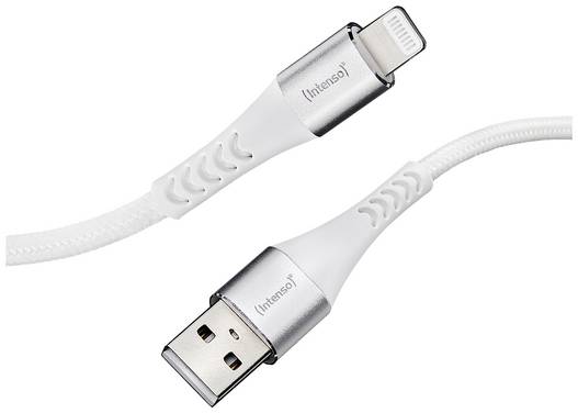 Intenso USB cable  USB 2.0 USB-A plug, Apple Lightning plug 1.50 m White Fabric sleeve 7902102