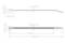 Dimensioned drawing of a cable tie with length specifications. Top: Width 4.8 mm, Length 150 mm. Bottom: Detail of the fastener with width 6.6 mm.