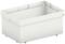 A white, rectangular plastic container with open sides.