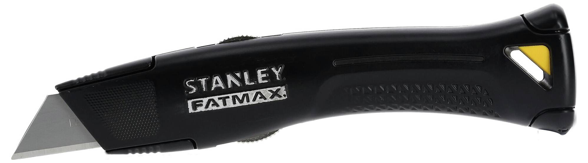 Black Stanley Fatmax retractable utility knife with an ergonomic handle, suitable for precise cutting tasks.