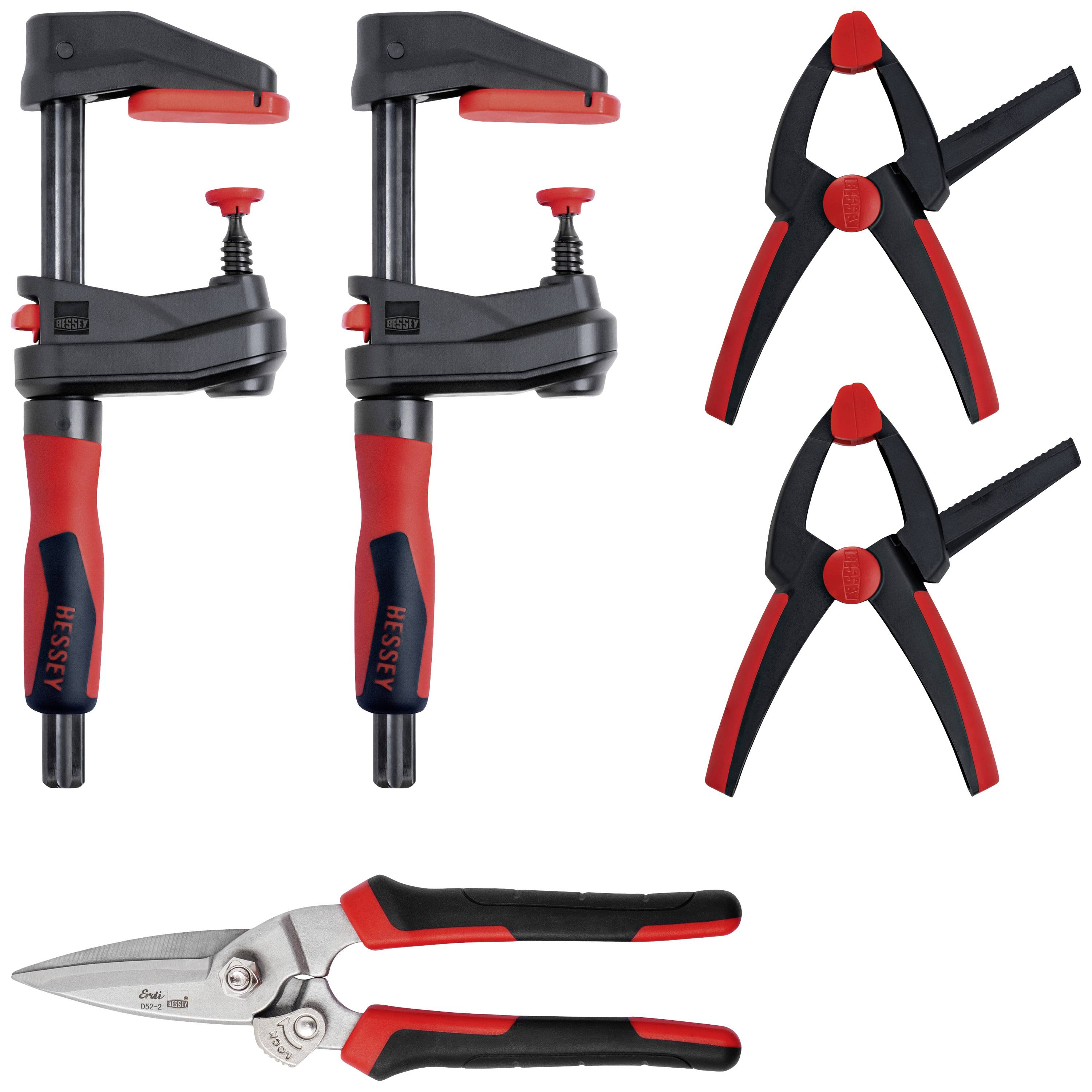 Action set with clamping and cutting tools for many application possibilities Bessey SET1-A Span width (max.):150 mm Nosing length:60 mm