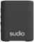 A portable, black speaker by the brand Sudio.