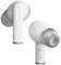 Wireless white in-ear headphones with an ergonomic design and silver accents. One earphone is marked with an 'L'.