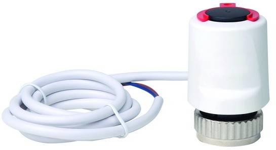 White electric heating valve with detachable cable.