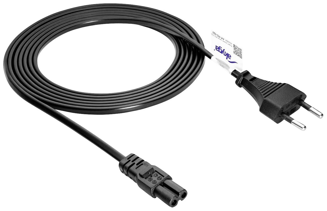 Akyga Current Cable [1x Europlug - 1x Small appliances socket (C7)] 3 m Black