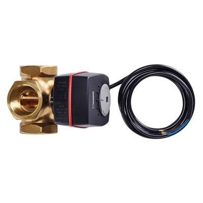 Valve with electric actuator and cable, primarily used in heating or air conditioning systems.