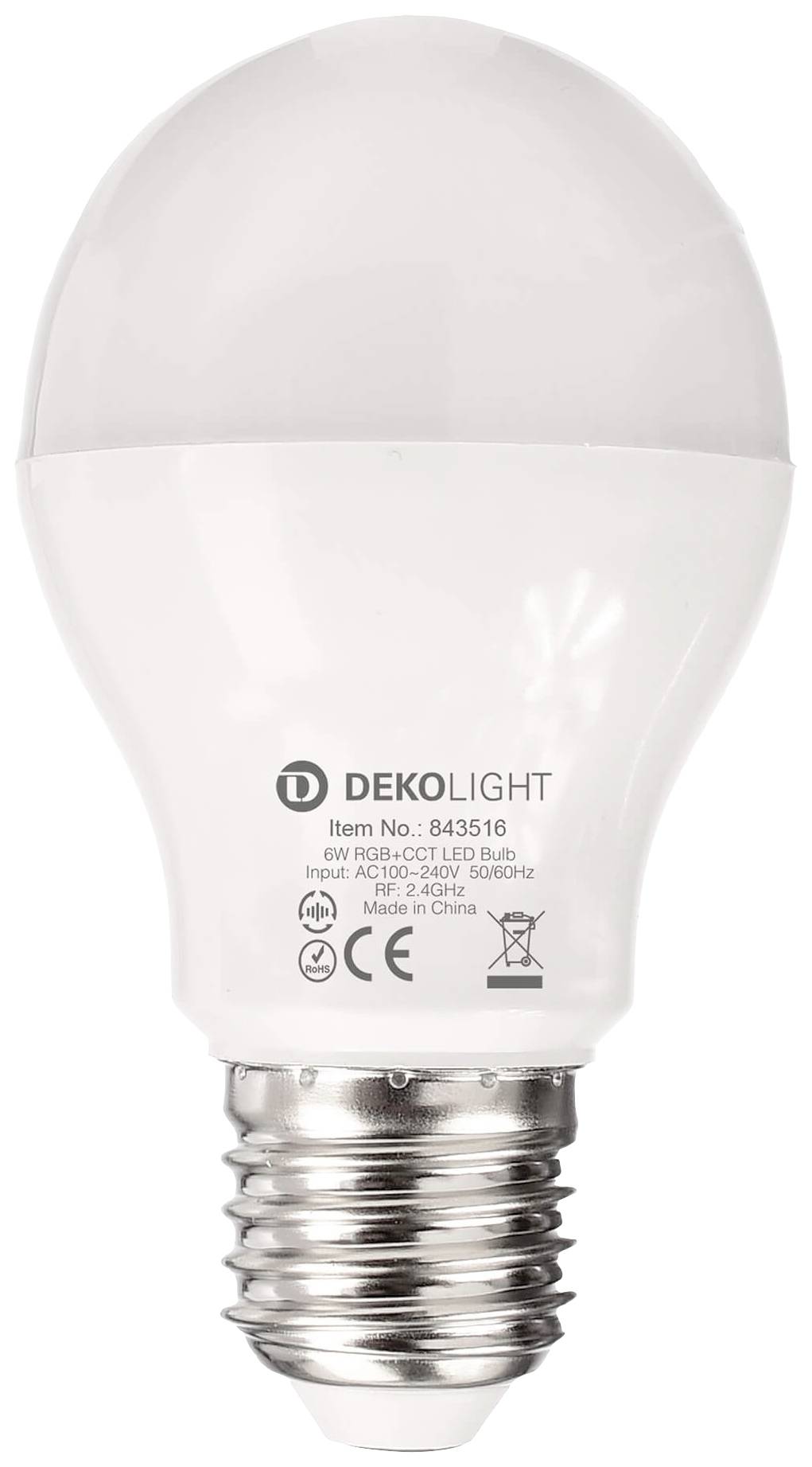 Deko Light 843516 LED (monochrome) EEC F (A - G) E-27 Pear shape 6 W RGB, Warm white to cool white (Ø x L) 57 mm x 100 mm App-controlled, dimmable 1 pc(s)