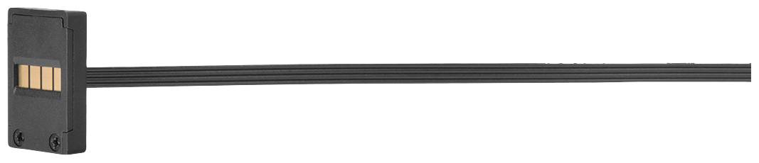 A black electrical component with multiple contact surfaces and cable connection, suitable for electronic connections.