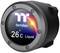 Circular display with Thermaltake logo shows '26°C Liquid' on a black background with colourful light reflections.