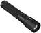 Black torch with textured surface and power switch on the side.
