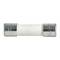 A white cylindrical fuse with silver end caps, used for electrical system protection.