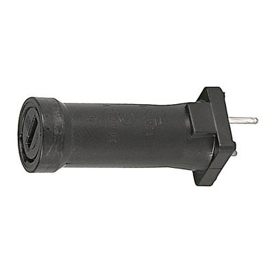 Black adapter with Euro and US plugs. Used for connecting electronic devices to different socket standards.