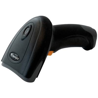 A black handheld scanner with an ergonomic grip, suitable for scanning barcodes.
