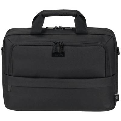 Black laptop bag with two zips and a carry handle on top. Suitable for transporting and protecting a laptop.