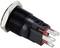 Black electric push-button switch with red base and metal thread, suitable for electronic devices.