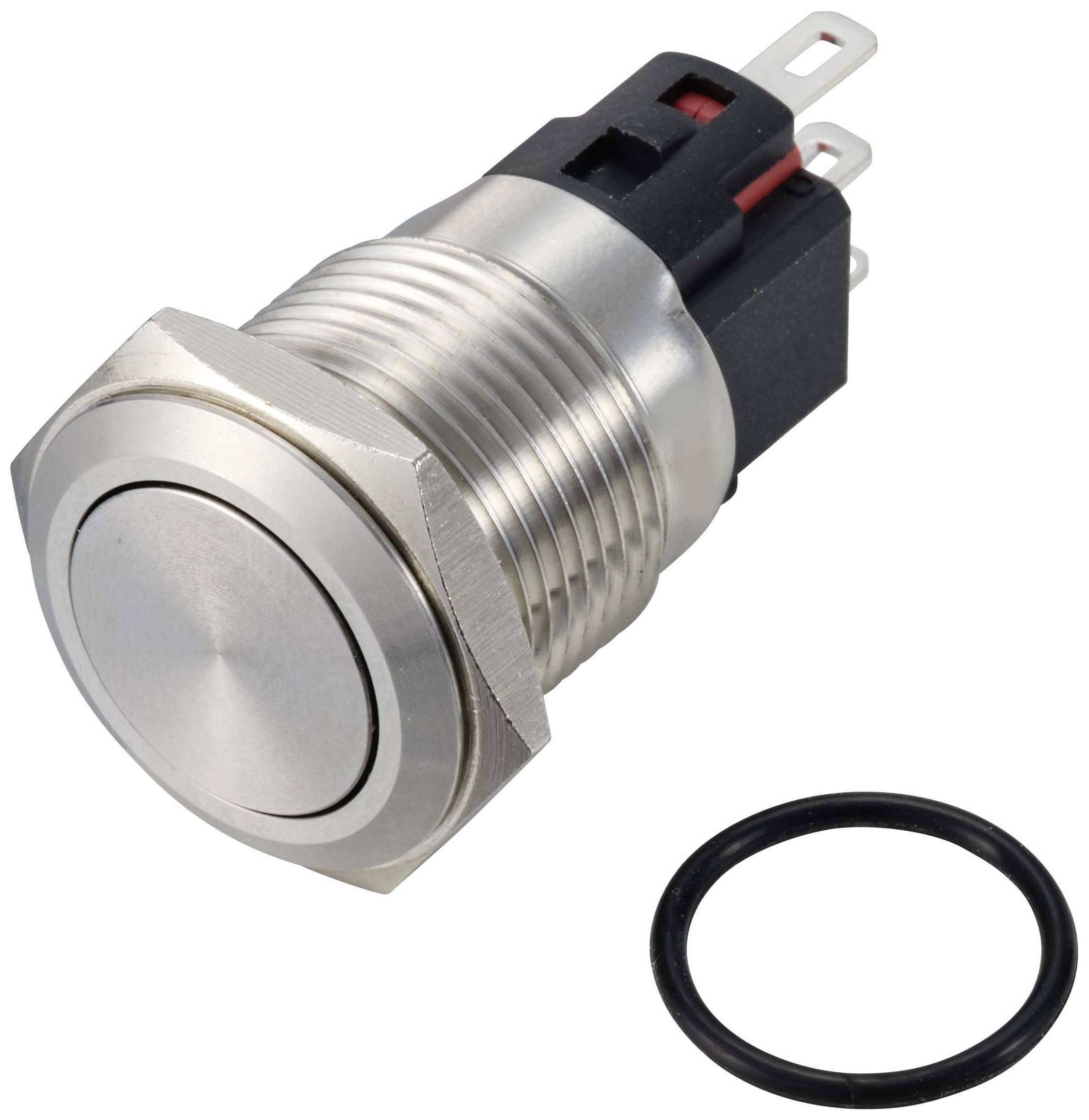 TRU COMPONENTS TC-12647480 Pushbutton 250 V AC 3 A 1 x Off/(On) IP65 momentary Brass (chrome-plated) 1 pc(s)