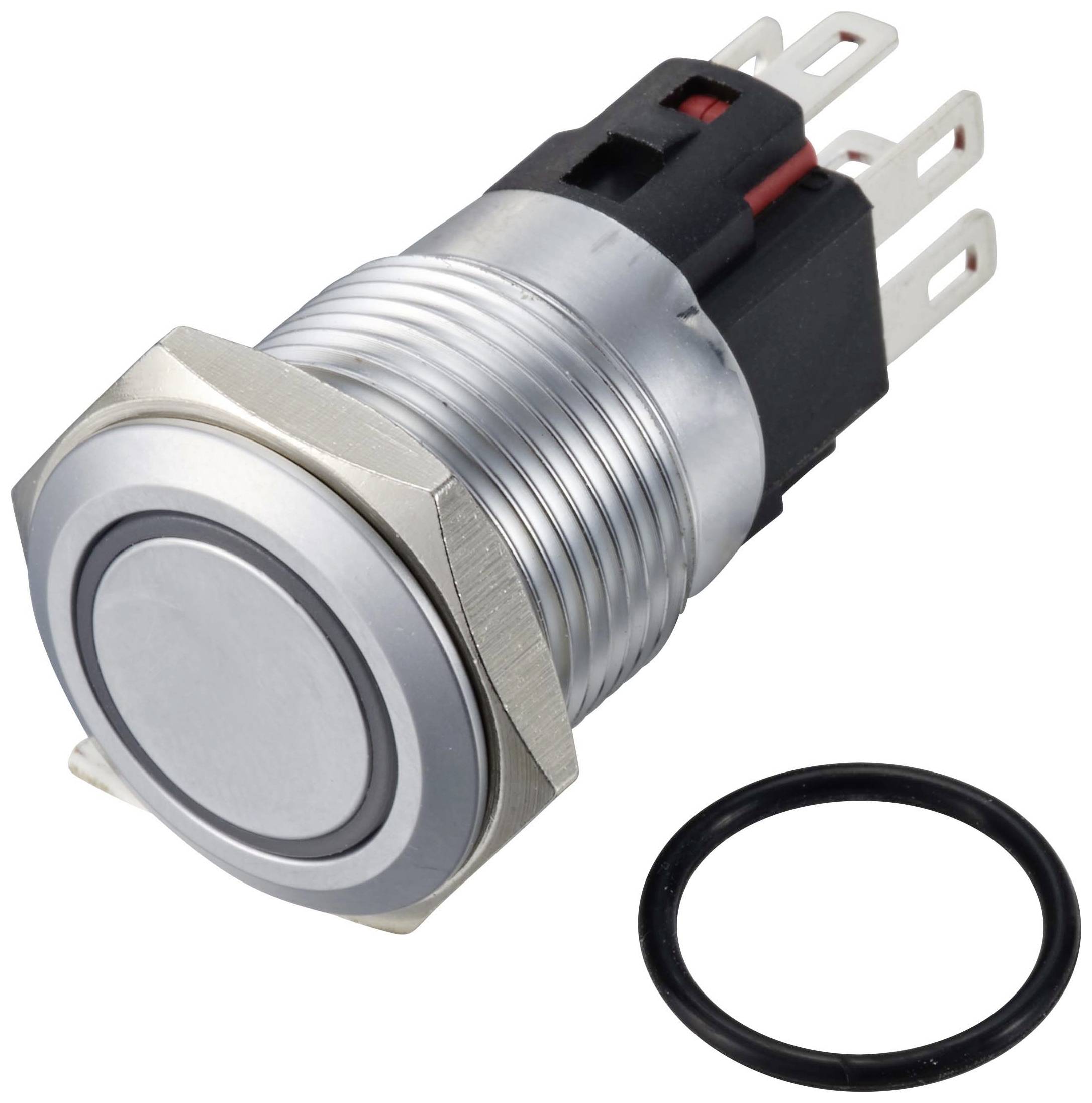 TRU COMPONENTS TC-12647516 Pushbutton 250 V AC 3 A 1 x Off/(On) IP65 RGB momentary Brass (chrome-plated) 1 pc(s)