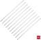 Ten white cable ties laid side by side on a white background. A red square with the inscription '100x' is located in the bottom right corner.