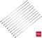 Twelve stainless steel silver cable ties arranged at an angle. In the corner, '100x' is written on a red background.