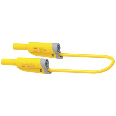 Two yellow cable locks with grey accents, connected to each other. They are designed for securing devices.