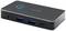 Black USB hub with two USB ports, one USB-C port, and a blue illuminated button on top.
