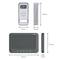 Intercom set with dimensions: External camera 156x70mm, Screen 196x133mm. Functions: Doorbell, Camera, Microphone.