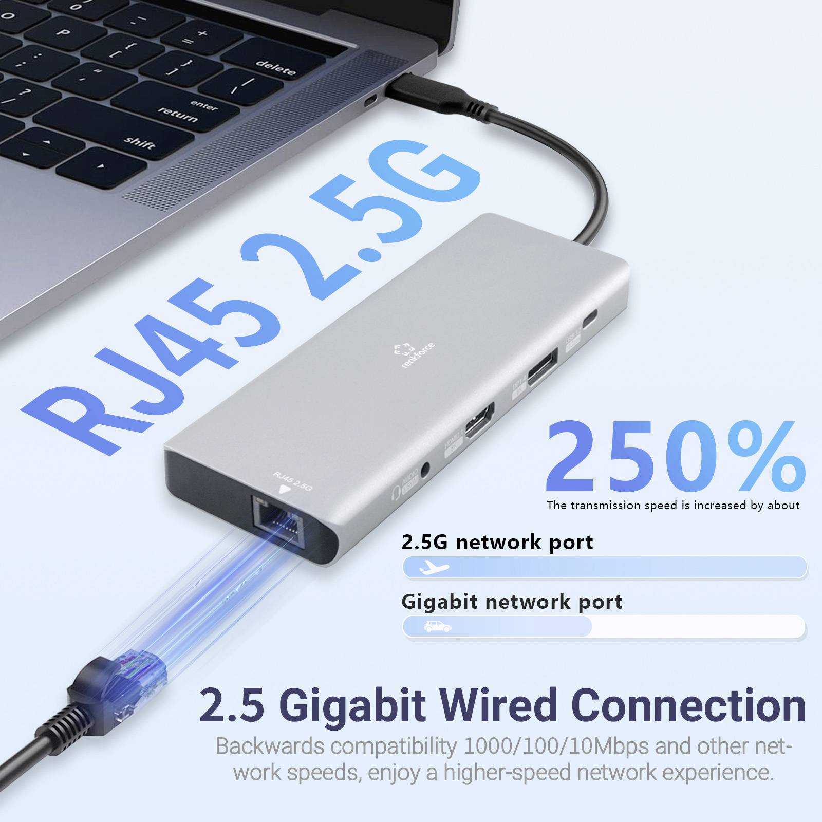 Renkforce USB-C® docking station RF-DKS-905 10-in-1 8K PD 3.1 PD 3.1 140W 8K Compatible with (brand): Universal USB-C® p-10