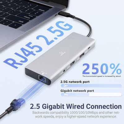 Renkforce USB-C® docking station RF-DKS-905 10-in-1 8K PD 3.1 PD 3.1 140W 8K Compatible with (brand): Universal USB-C® p-10