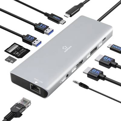Renkforce USB-C® docking station RF-DKS-905 10-in-1 8K PD 3.1 PD 3.1 140W 8K Compatible with (brand): Universal USB-C® p-8