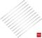 Ten silver cable ties on a white background. Bottom right, a red square with the inscription '100x', indicating the quantity.