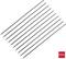 Twelve black cable ties arranged diagonally, marked with a red '100x' label in the bottom right corner, against a white background.