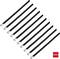 Ten black cable ties with metal lock, arranged in a fan. Red label in the corner with '100x' signifies a pack of 100.