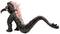 Toy figurine of a large, black monster with long, pink back spines and a tail, shown in profile from left to right.