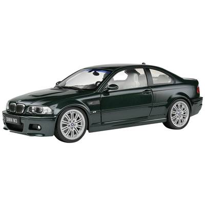 A black BMW M3 model car, side view, on a neutral background.