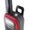 Handheld radio transceiver with display and illuminated indicator. Manufacturer's name visible. Compact design, suitable for communication while on the move.