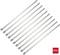 Ten silver metal cable ties, arranged side by side. A red square with the white inscription '100x' in the bottom right.