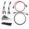 A set comprising two red and black cables, two Y-adapters, and numerous cable ties, for electrical connections or installations.