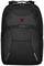 A black rucksack with red accents, shown from the front. A small, red cross logo is positioned at the top.