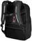 Black rucksack with adjustable straps and reflective details, showing the back with mesh padding for ventilation.