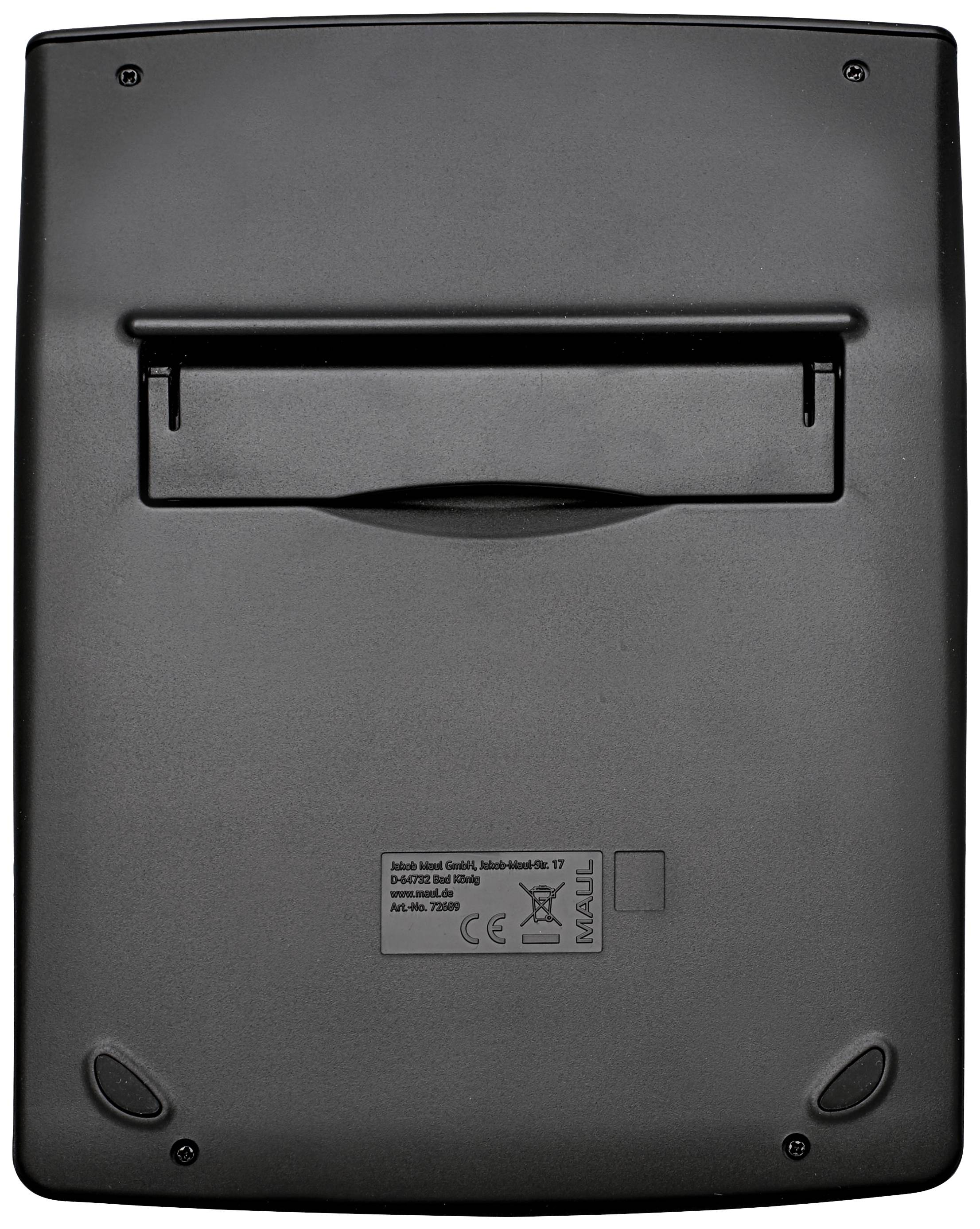 A black electronic scale, viewed from behind, shows no visible measurements or controls.