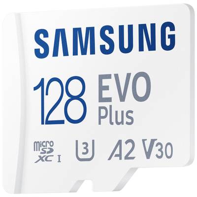 Samsung EVO Plus microSD card Retail 128 GB UHS-I, v30 Video Speed Class, A2 Application Performance Class incl. SD adap