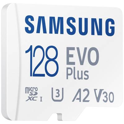 Samsung EVO Plus microSD card Retail 128 GB UHS-I, v30 Video Speed Class, A2 Application Performance Class incl. SD adap